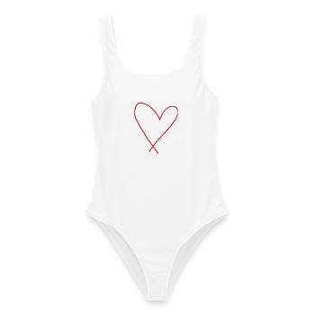 Rotes Herz Geschenkidee Liebe verliebt  - Frauen Badeanzug - Weiß - Vorne - AI Model Female 172 dark (172cm)
