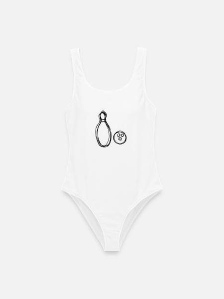 Kegel handgezeichnet - Frauen Badeanzug - Weiß