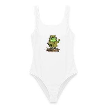  Sondengänger Sondler sondeln DETECTOR-Frog - Frauen Badeanzug - Weiß - Vorne - AI Model Female 172 dark (172cm)