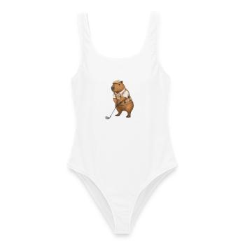 Capybara spielt Golf  - Frauen Badeanzug - Weiß - Vorne - AI Model Female 172 dark (172cm)
