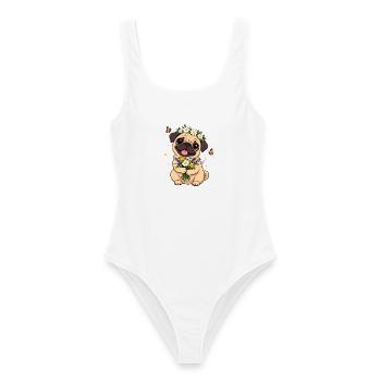 Mops Hund süßer Mops niedlicher Mops - Frauen Badeanzug - Weiß - Vorne - AI Model Female 172 dark (172cm)