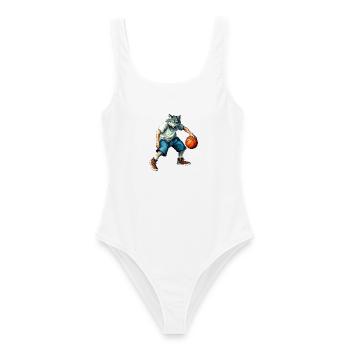 Wölfe Basketballer / Basketball Wolf - Frauen Badeanzug - Weiß - Vorne - AI Model Female 172 dark (172cm)