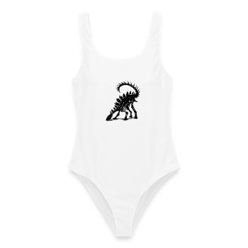 Dunkler Stegosaurus Silhouette - Frauen Badeanzug - Weiß - Vorne - AI Model Female 172 dark (172cm)