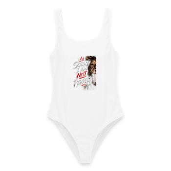 Nicht perfekte Tigerbürsten-Grafik - Frauen Badeanzug - Weiß - Vorne - AI Model Female 172 dark (172cm)