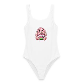 Social Battery Hoppelbunny 100% - Frauen Badeanzug - Weiß - Vorne - AI Model Female 172 dark (172cm)