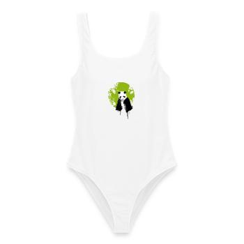 panda welt erde umwelt traurig save klima demo LOL - Frauen Badeanzug - Weiß - Vorne - AI Model Female 172 dark (172cm)