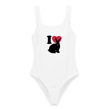 I love rabbits - Ich liebe Kaninchen. - Frauen Badeanzug - Weiß - Vorne - AI Model Female 172 dark (172cm)
