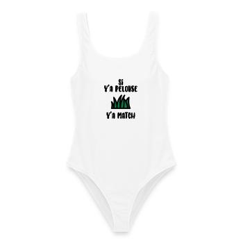 Si y'a pelouse y'a match ! Humour / Drôle - Maillot de bain femme - blanc - Devant - AI Model Female 172 dark (172cm)