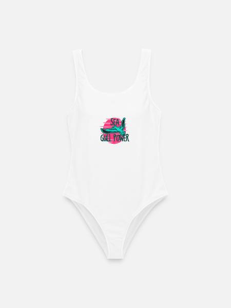 Sea Gull Power Neon Retro Möwen-Grafik - Frauen Badeanzug - Weiß