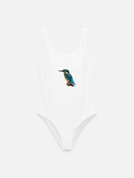 Low-Poly Eisvogel Auf Stein - Frauen Badeanzug - Weiß