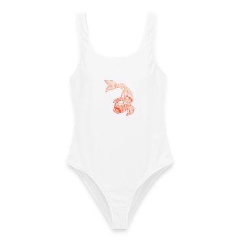 Koi - Frauen Badeanzug - Weiß - Vorne - AI Model Female 172 dark (172cm)