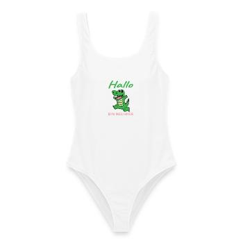Baby Geburt Nachwuchs - Frauen Badeanzug - Weiß - Vorne - AI Model Female 172 dark (172cm)