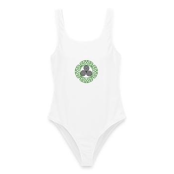 Green Knot Ring Ornament - Women's Swimsuit - white - Front - AI Model Female 172 dark (172cm)