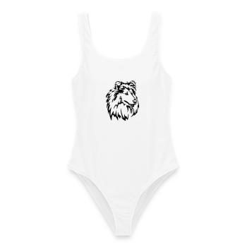 Tête de Collie - Maillot de bain femme - blanc - Devant - AI Model Female 172 dark (172cm)