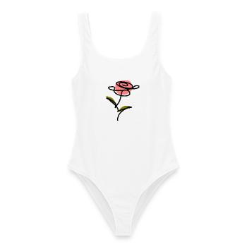 One Line Art Rose Blume Geschenkidee für Sie  - Frauen Badeanzug - Weiß - Vorne - AI Model Female 172 dark (172cm)
