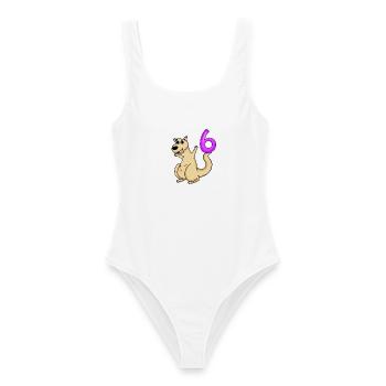 6 Anniversaire 6 ans avec motif animal - six - Maillot de bain femme - blanc - Devant - AI Model Female 172 dark (172cm)