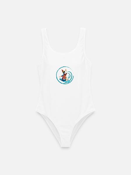 Bullterrier Surfen - Frauen Badeanzug - Weiß