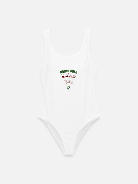 Santa Christmas Baby Ankündigung - Frauen Badeanzug - Weiß