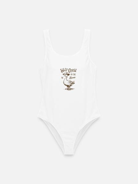 Silly Goose On The Loose Vintage-Style Design - Frauen Badeanzug - Weiß