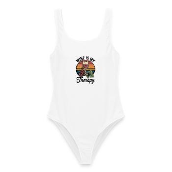 Le vin est ma tenue de verre à vin thérapeutique pour - Maillot de bain femme - blanc - Devant - AI Model Female 172 dark (172cm)
