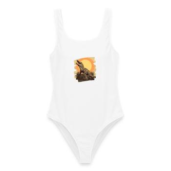 Crocodile Rétro - Maillot de bain femme - blanc - Devant - AI Model Female 172 dark (172cm)