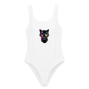 Panthère Léopard Grand Chat Mignon Gros Chat Panter - Maillot de bain femme - blanc - Devant - AI Model Female 172 dark (172cm)