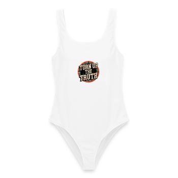 Retro Grunge – Turn Up The Truth - Frauen Badeanzug - Weiß - Vorne - AI Model Female 172 dark (172cm)