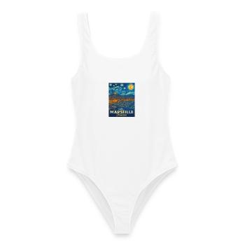 Marseille, France - Maillot de bain femme - blanc - Devant - AI Model Female 172 dark (172cm)