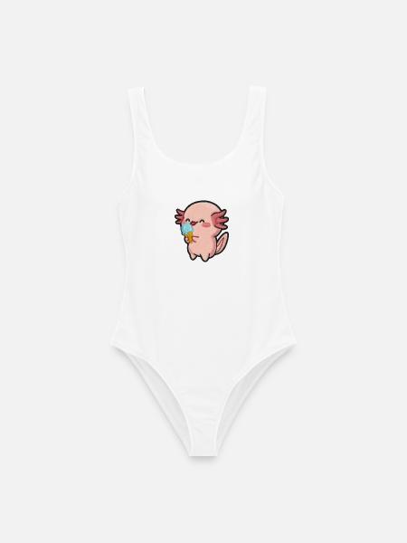 Kleiner Axolotl Eiscreme Spaß - Frauen Badeanzug - Weiß