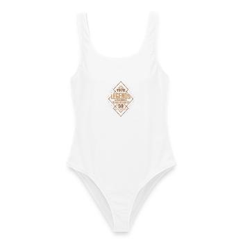 50 Légendes du 50e anniversaire nées en 1976 La vie commence - Maillot de bain femme - blanc - Devant - AI Model Female 172 dark (172cm)