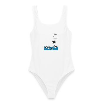Pinguin Sprung ins Wasser Pocket Design - Frauen Badeanzug - Weiß - Vorne - AI Model Female 172 dark (172cm)