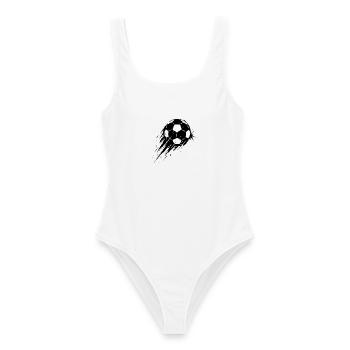 Fliegender Fußball Symbol Schwarz - Frauen Badeanzug - Weiß - Vorne - AI Model Female 172 dark (172cm)