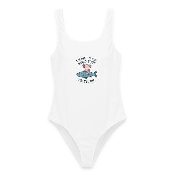 Axolotl Spruch Meme Humor Lustig Geschenkidee - Frauen Badeanzug - Weiß - Vorne - AI Model Female 172 dark (172cm)