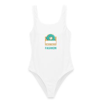 Restauration rapide en donuts - Maillot de bain femme - blanc - Devant - AI Model Female 172 dark (172cm)