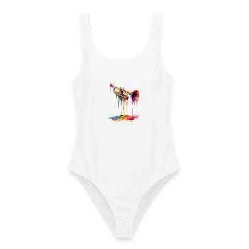 Trompette avec de la peinture qui goutte - Maillot de bain femme - blanc - Devant - AI Model Female 172 dark (172cm)