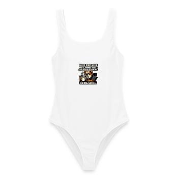 Kaffee redet nicht lustiger Kaffee Spruch Hund - Frauen Badeanzug - Weiß - Vorne - AI Model Female 172 dark (172cm)
