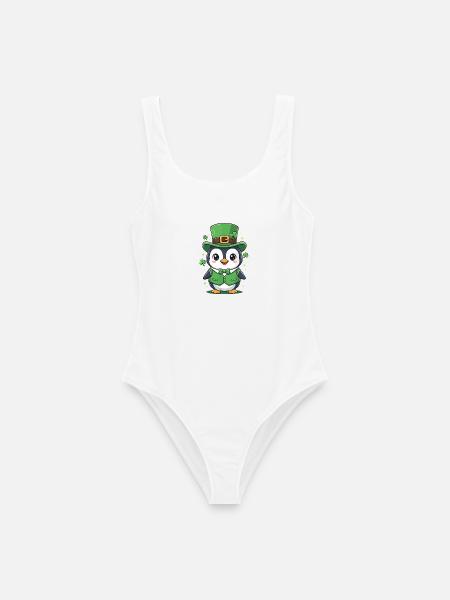 Leprechaun Pinguin - Frauen Badeanzug - Weiß