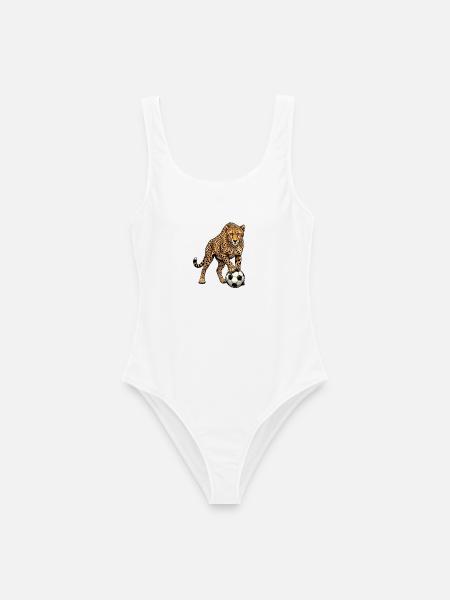 Leopard-Fußballstürmer - Frauen Badeanzug - Weiß