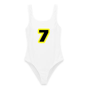 7 Symbole numérique - Maillot de bain femme - blanc - Devant - AI Model Female 172 dark (172cm)