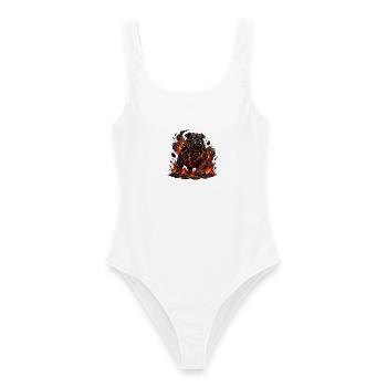 Bouledogue de Lave aux Griffes de Feu - Maillot de bain femme - blanc - Devant - AI Model Female 172 dark (172cm)