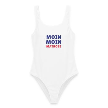 Moin Moin Sailor Typo Design - Women's Swimsuit - white - Front - AI Model Female 172 dark (172cm)