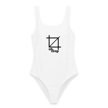 Oh Crop Designer Grafik Spruch - Frauen Badeanzug - Weiß - Vorne - AI Model Female 172 dark (172cm)