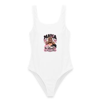 Mama – The Heart of Our Little Family - Women's Swimsuit - white - Front - AI Model Female 172 dark (172cm)