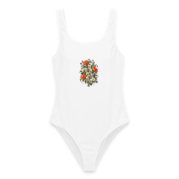 Florales Mahjong Blumen & Spielsteine - Frauen Badeanzug - Weiß - Vorne - AI Model Female 172 dark (172cm)