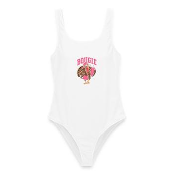 Boogie-Turkey im Pink-Style - Frauen Badeanzug - Weiß - Vorne - AI Model Female 172 dark (172cm)