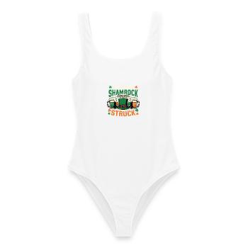 Shamrock Struck Irish Leprechaun Hat Beer Mugs Art - Frauen Badeanzug - Weiß - Vorne - AI Model Female 172 dark (172cm)