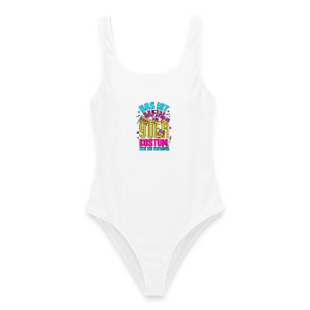 90er Jahre Kostüm Retro Party Outfit - Frauen Badeanzug - Weiß - Vorne - AI Model Female 172 dark (172cm)