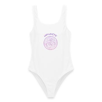 Namaste Om  - Frauen Badeanzug - Weiß - Vorne - AI Model Female 172 dark (172cm)