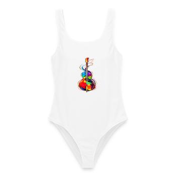 Bunte Gitarre Kunst Musik Design - Frauen Badeanzug - Weiß - Vorne - AI Model Female 172 dark (172cm)