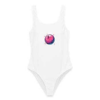 Cartoon Bowlingkugel - Frauen Badeanzug - Weiß - Vorne - AI Model Female 172 dark (172cm)